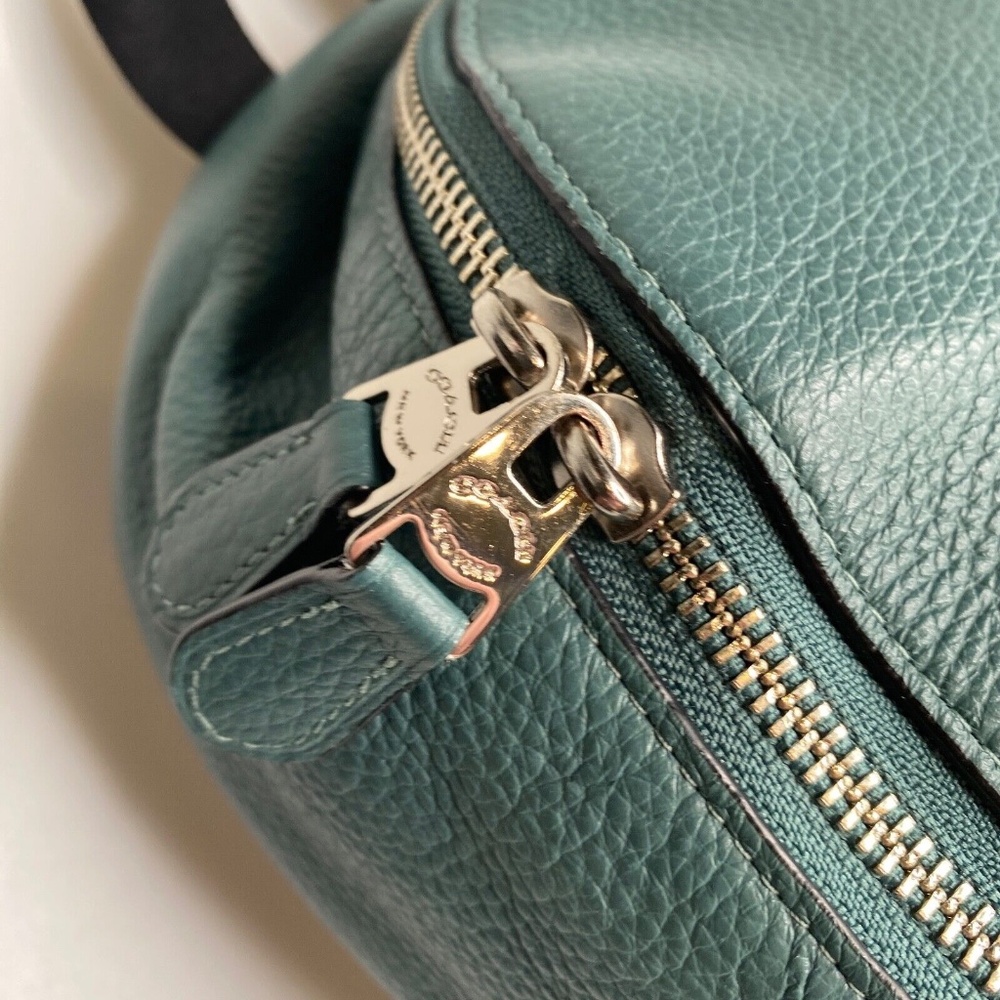 COACH Backpack Dark Turquoise Pebble Leather Silver Hardware (29004) EUC - Picture 8 of 16